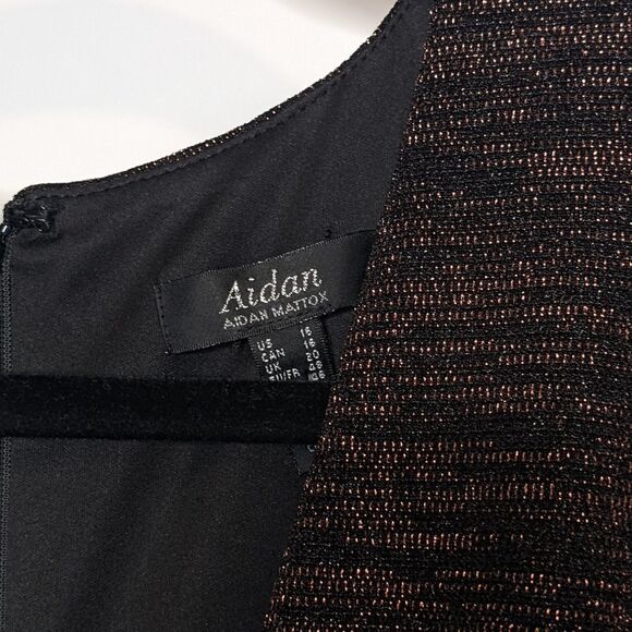 Aidan Mattox Copper V-Neck Gown with Waistband Maxi Dress Long Sleeves - Picture 7 of 11